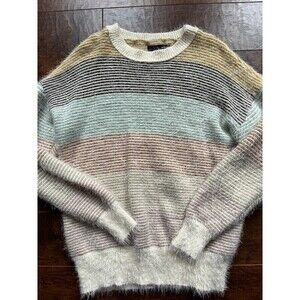 On Blue Colorful Casual Eyelet Pull Over Sweater Womens READ BELOW